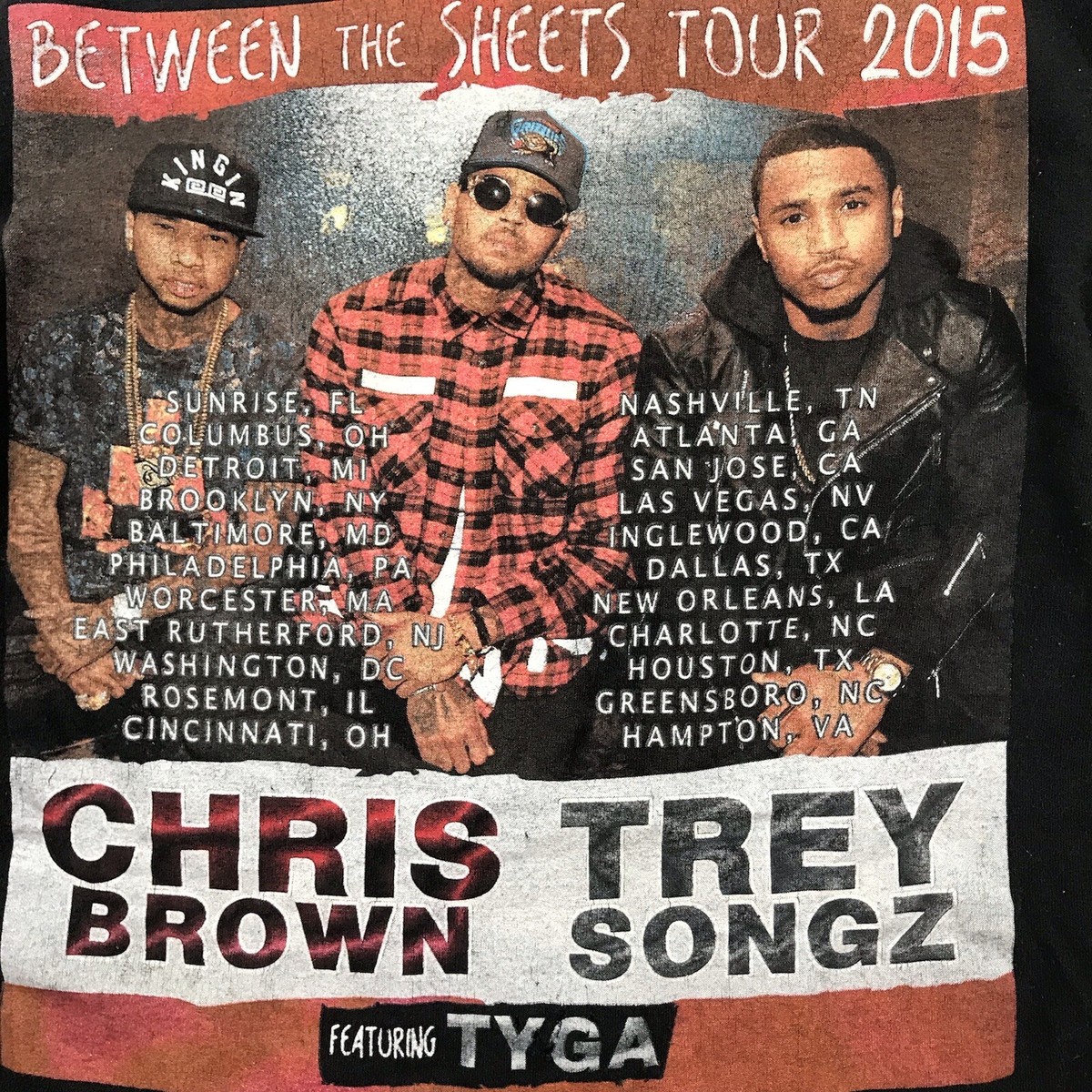 Between The Sheets Tour Shirt Mens Medium Black Tee Chris Brown