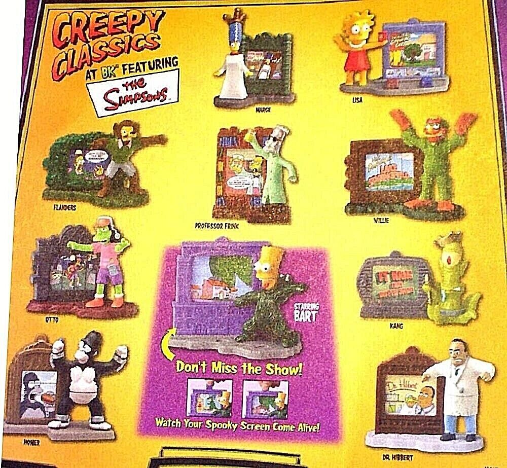 BURGER KING 2002 SIMPSONS CREEPY CLASSICS HALLOWEEN KIDS TOYS-YOUR