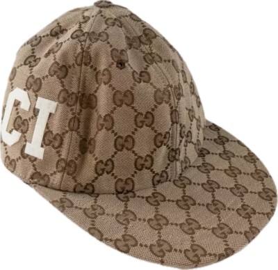 GUCCI beige supreme GG Web logo canvas baseball cap Size XS 56