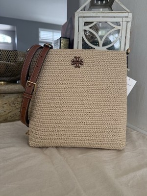 New Tory Burch RAFFIA SWINGPACK COFFEE CREAM Crossbody | eBay