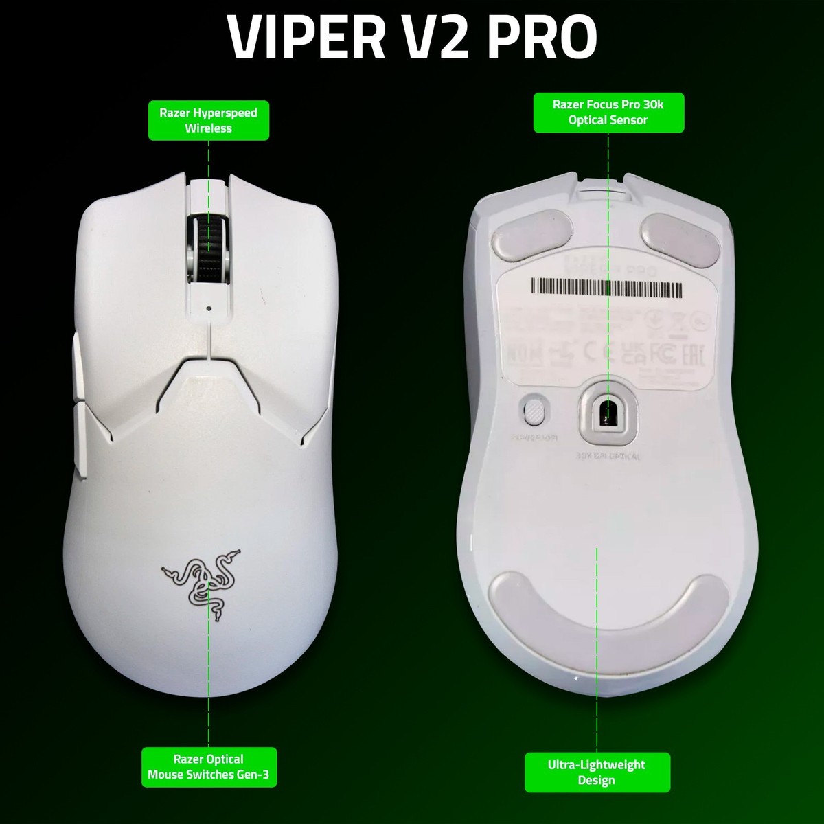 Razer Viper V2 Pro Ultra-Lightweight Wireless Gen-3 Optical 30K