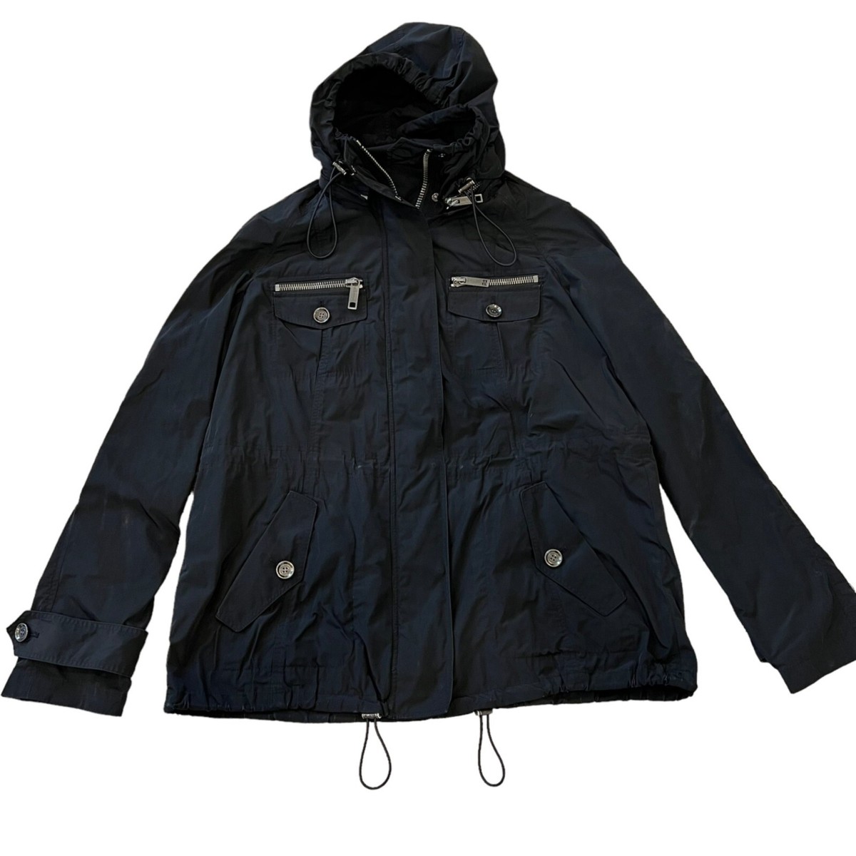 Burberry Brit Women's Removable Hood Black Windbreaker Raincoat