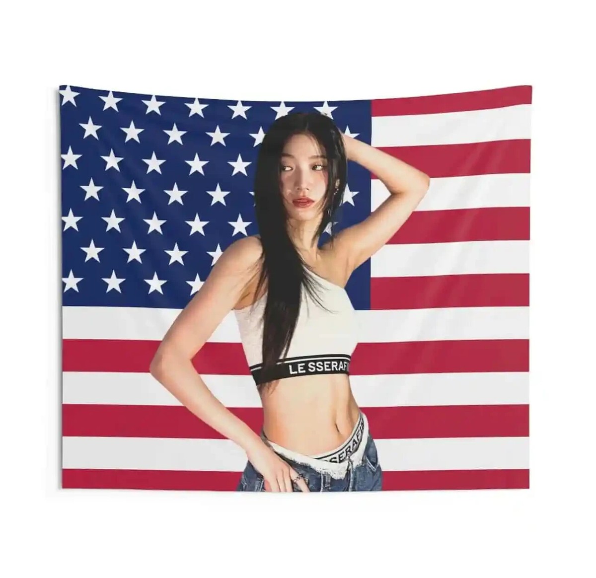 KPOP FLAG] LE SSERAFIM KAZUHA American Flag Wall Tapestry Fearnot