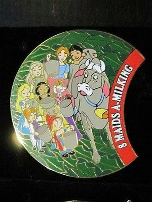 Disney Pin 12 Days Of Christmas Wreath 8 Maids A-Milking Alice