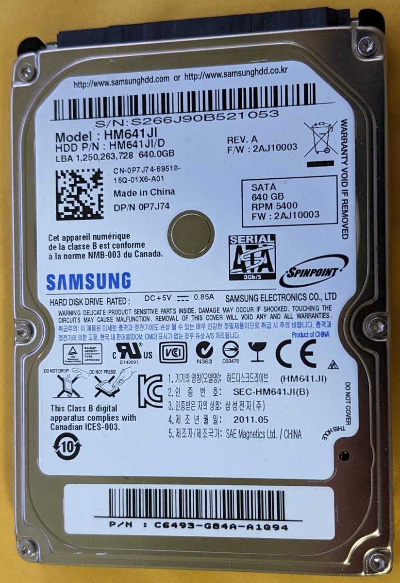 Samsung HM641JI 0P7J74 HM641JI/D C6493-G84A-A1Q94 2AJ10003 REV A