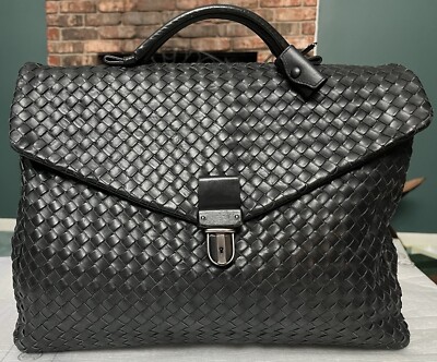 Bottega Veneta Briefcase Intrecciato Envelope Black leather