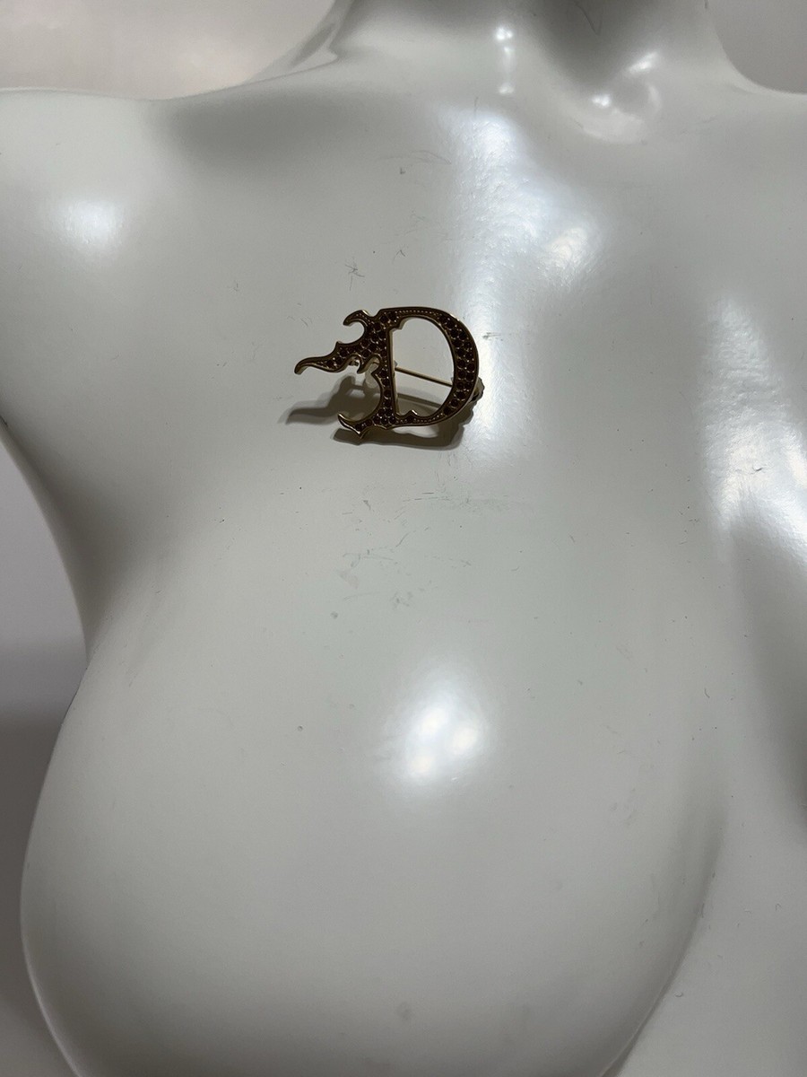 Vtg Christian Dior by John Galliano Gold Flame D Brooch | eBay