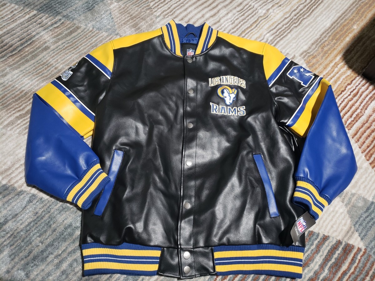 G-ⅢNFLロサンゼルス・ラムズオールレザースタジャンスウェードXL