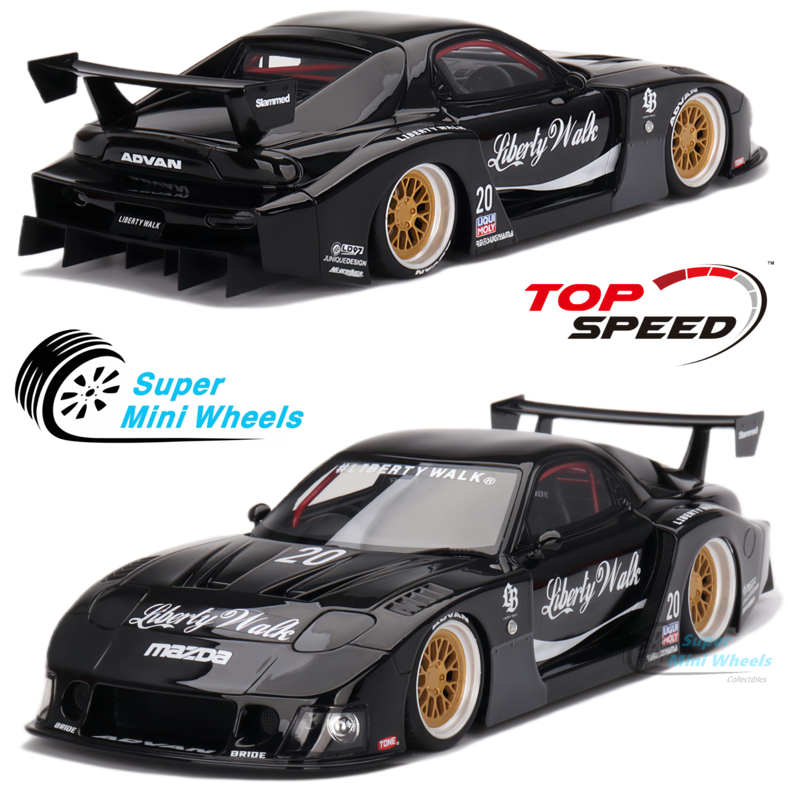 Top Speed 1:18 MAZDA RX-7 LB-Super Silhouette Liberty Walk Black