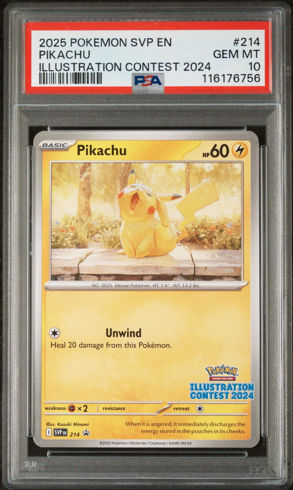 Pikachu Illustration Contest 2024 Promo PSA 10 #214 2025 Pokemon