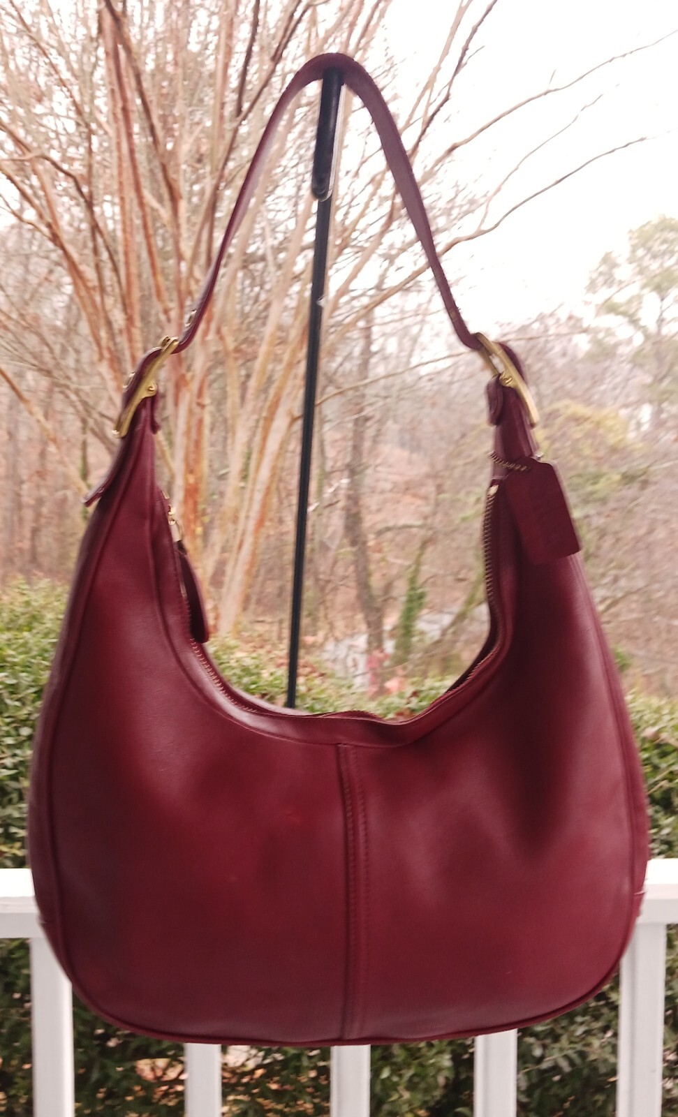Coach 9591 MEDIUM Vintage Cherry Red Leather Zoe Shoulder/Hobo Bag