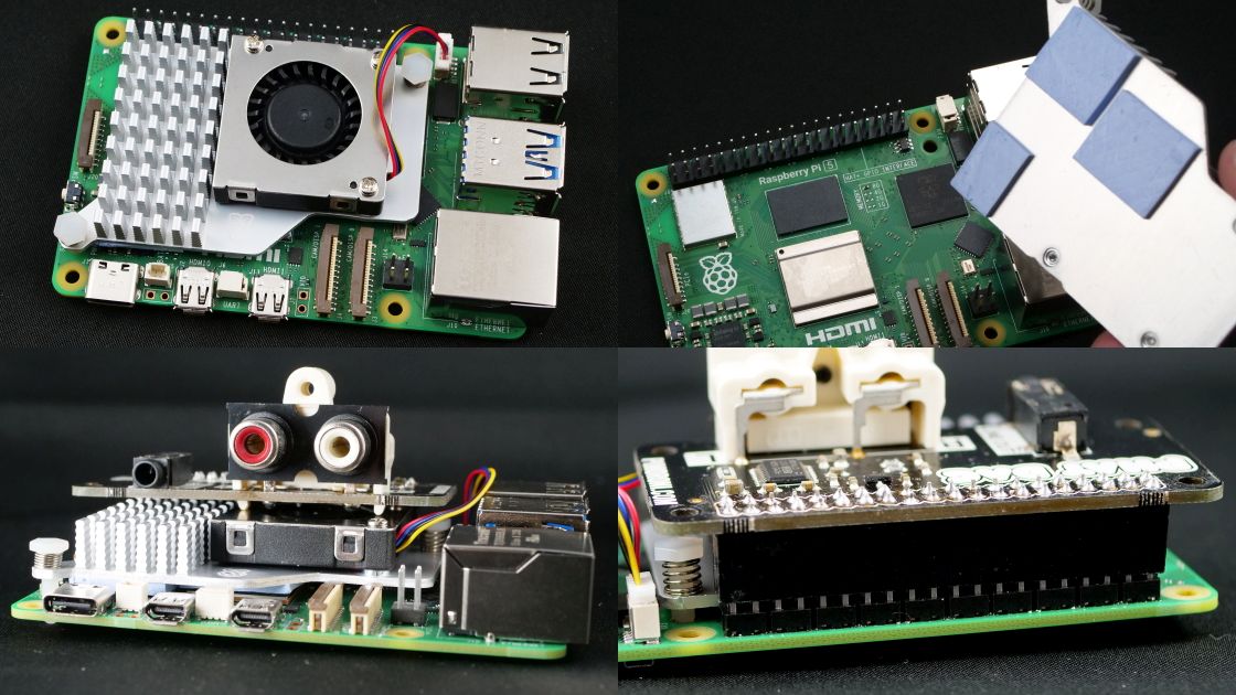 Raspberry Pi 5」に純正アクティブクーラーを装着して冷却部位やHATと