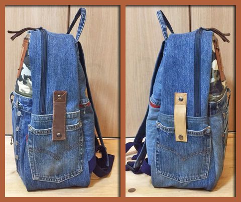 Levi'sのジーンズをリュックにリメイク2【ジーンズリメイク】【Gパン