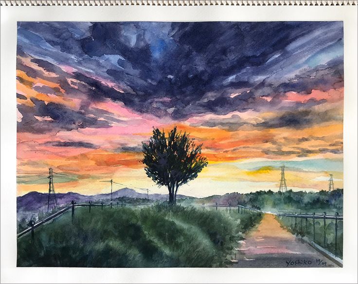 油絵 菅家令子 絵 絵画 インテリア F4-072212 風景 朝陽 夕陽 油絵