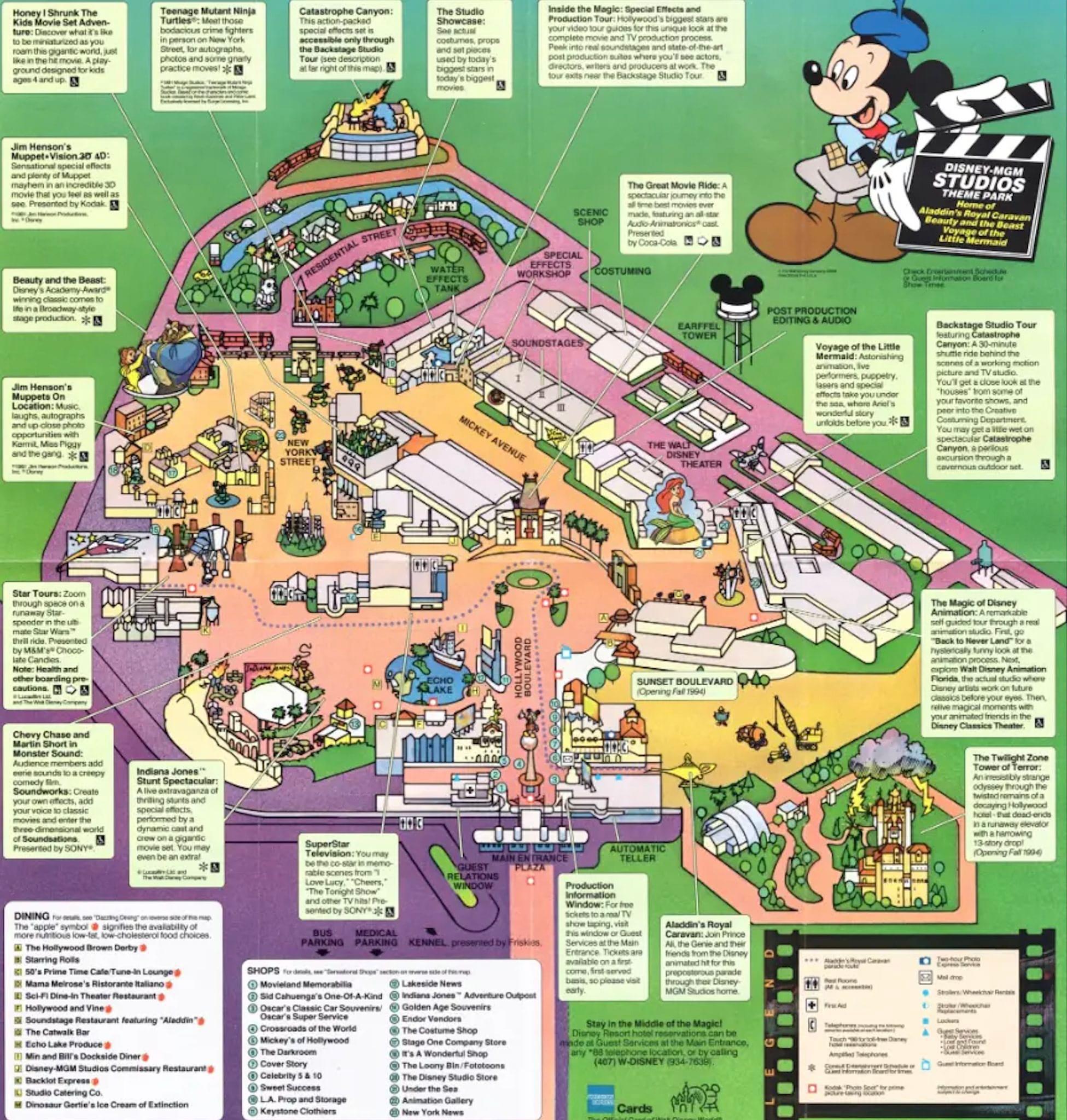 1993年のディズニーMGMスタジオのパンフレットマップ : r/WaltDisneyWorld
