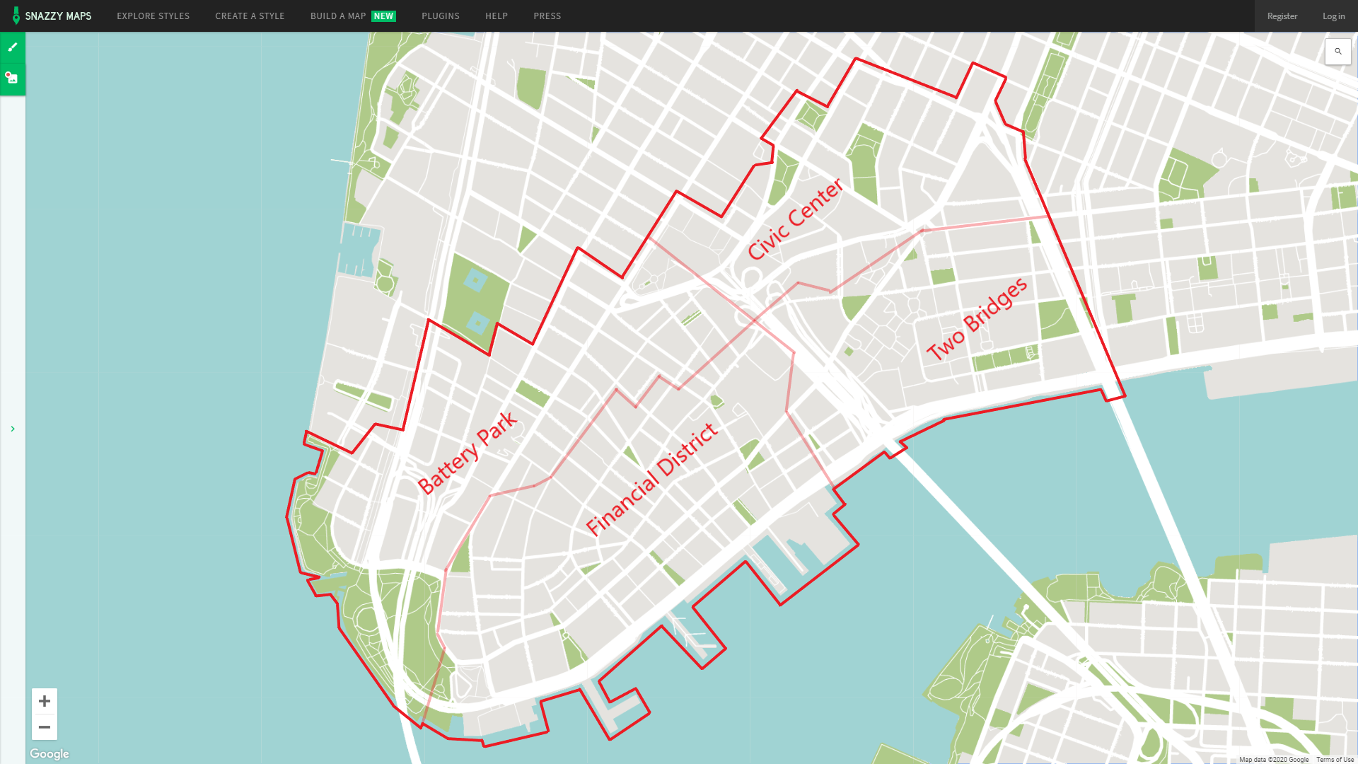 コメント欄に、ロウアー・マンハッタンの拡大地図とD.C.のサイズ比較