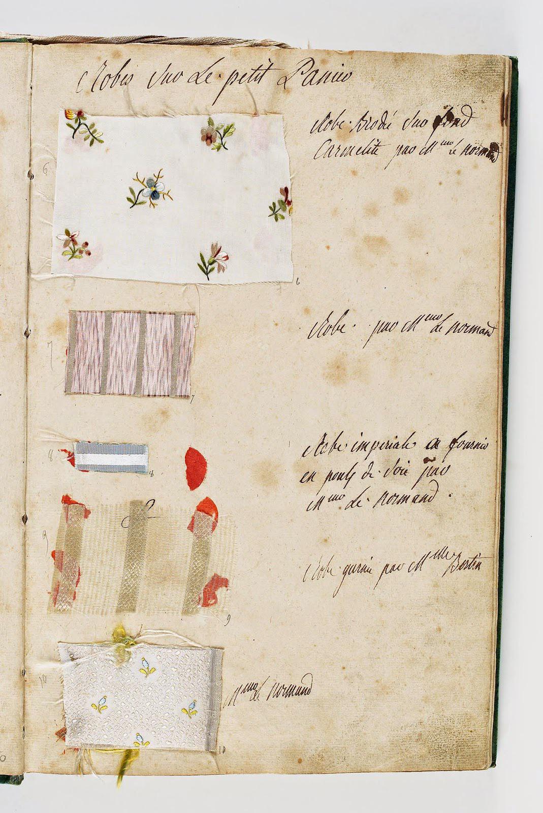 A page from the wardrobe book (or Gazette des Atours) of Marie