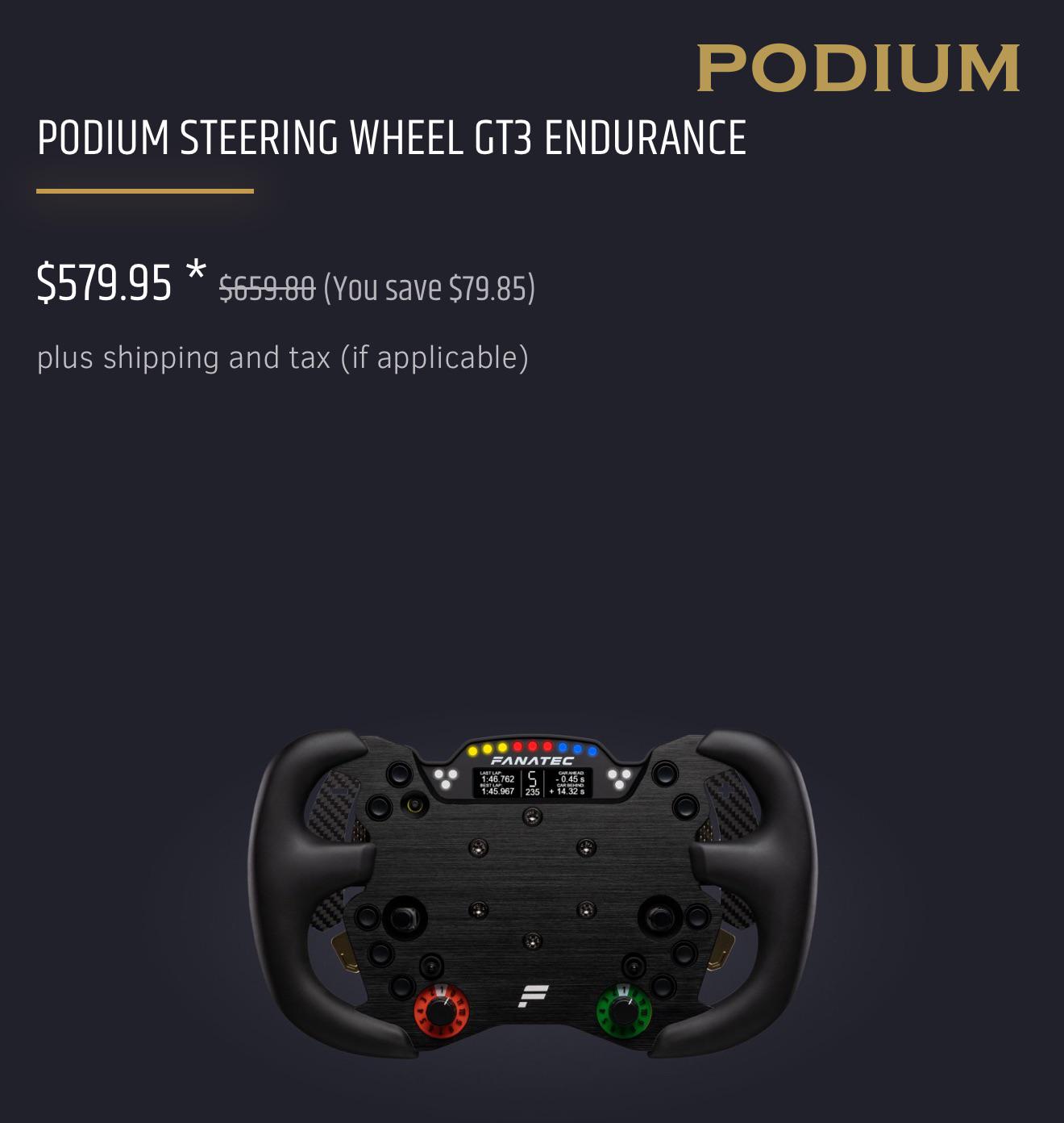 Podium Steering Wheel GT3 Endurance now available… : r/Fanatec