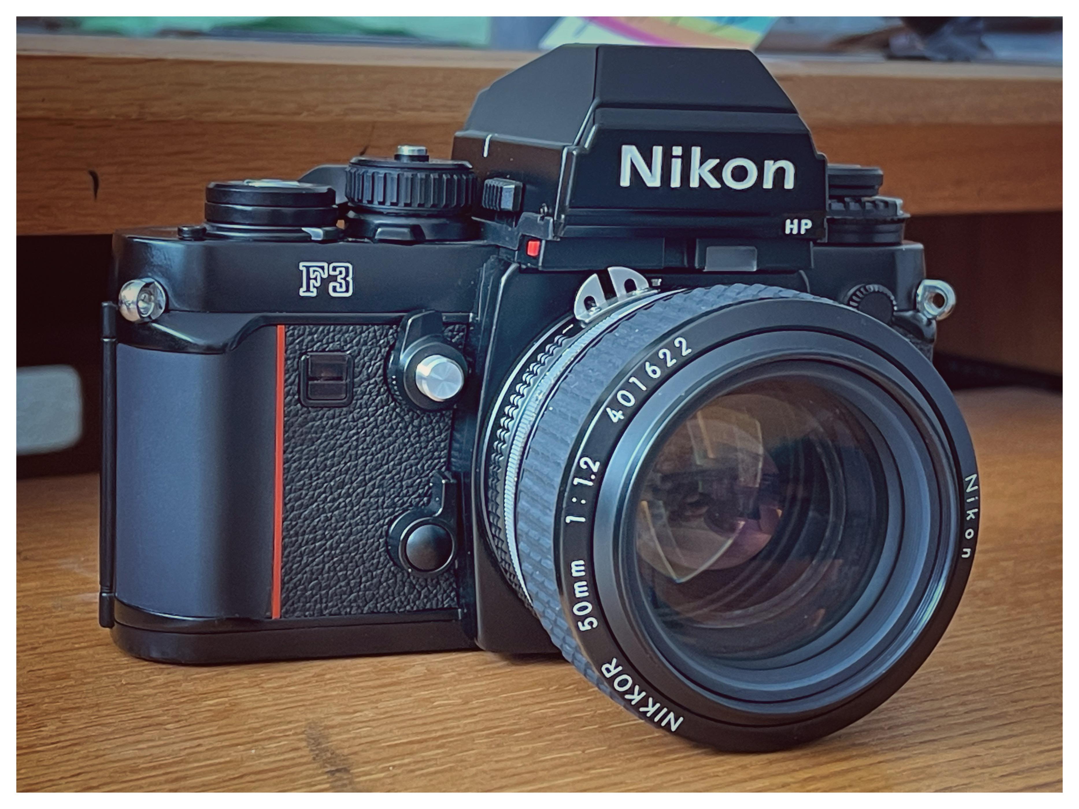 My “Like New” Nikon F3 HP with a “Like New” 50mm F/1.2. Not