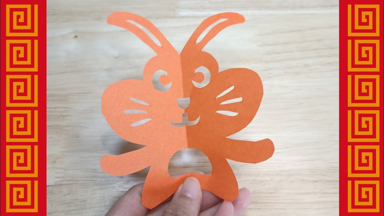 Easy fat and cute rabbit paper cutting craft - YouTube