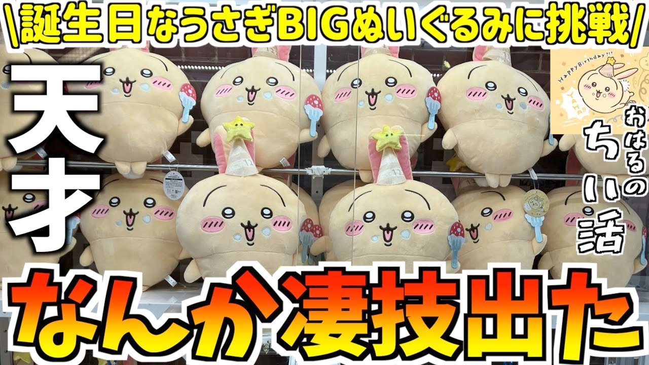 ちいかわ】最新プライズ誕生日なうさぎBIGぬいぐるみに挑戦！【ちい