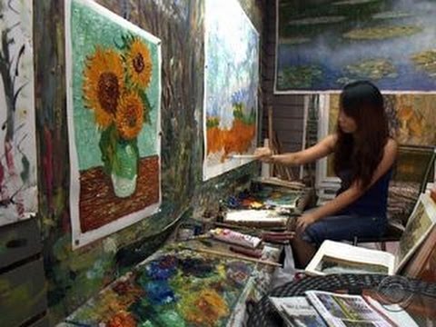 Counterfeit paintings from China flooding the market - YouTube