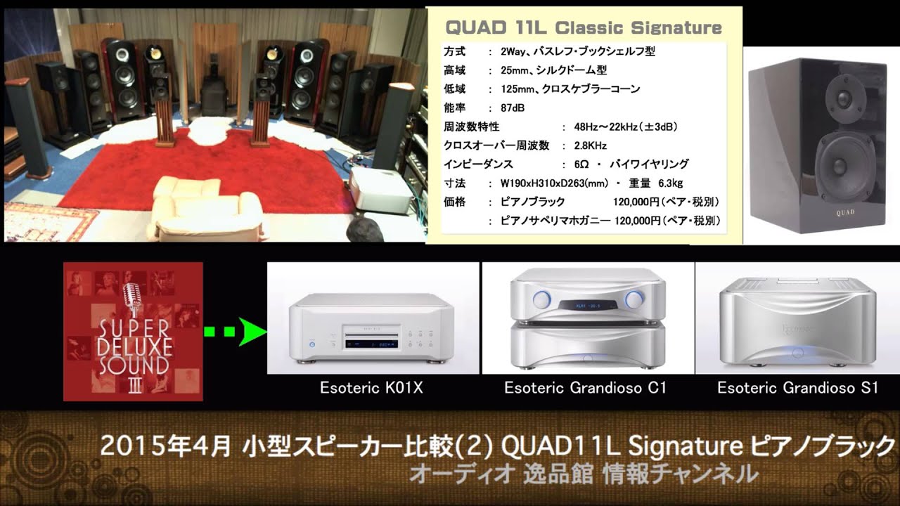 2015年4月 小型スピーカー比較(2) QUAD 11L CS ピアノブラック - YouTube