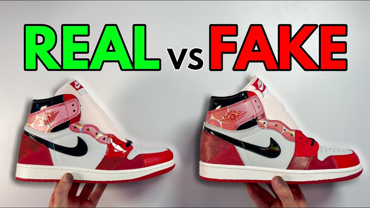 REAL VS FAKE! NIKE AIR JORDAN 1 HIGH SPIDERMAN ACROSS THE SPIDER