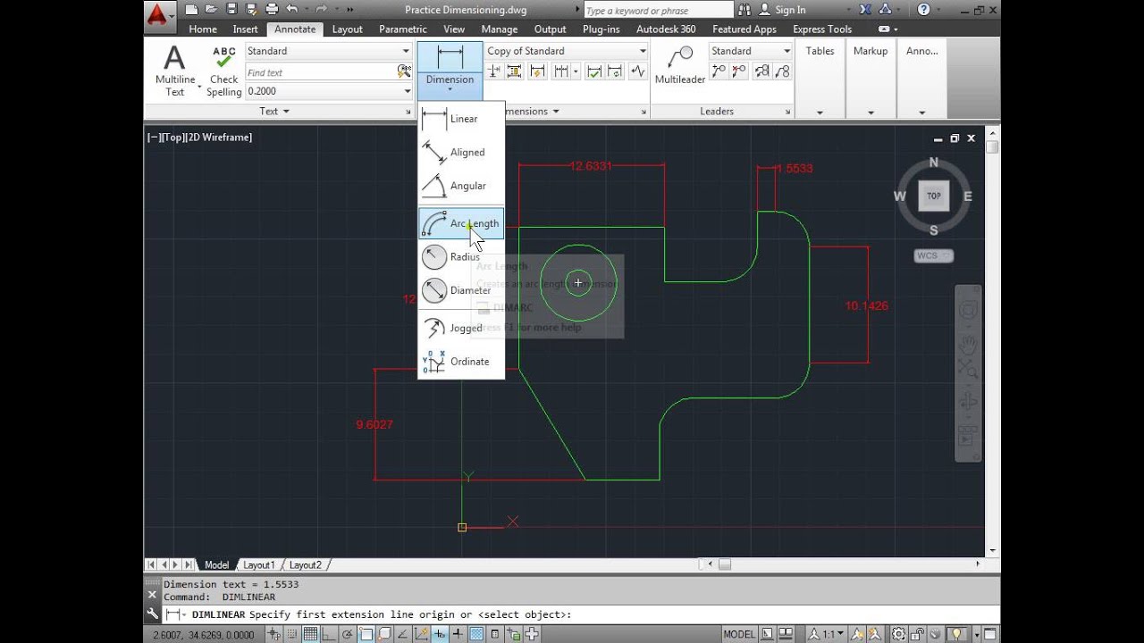 C00904 Linear Dimensions AutoCAD 2014 Tutorial - YouTube