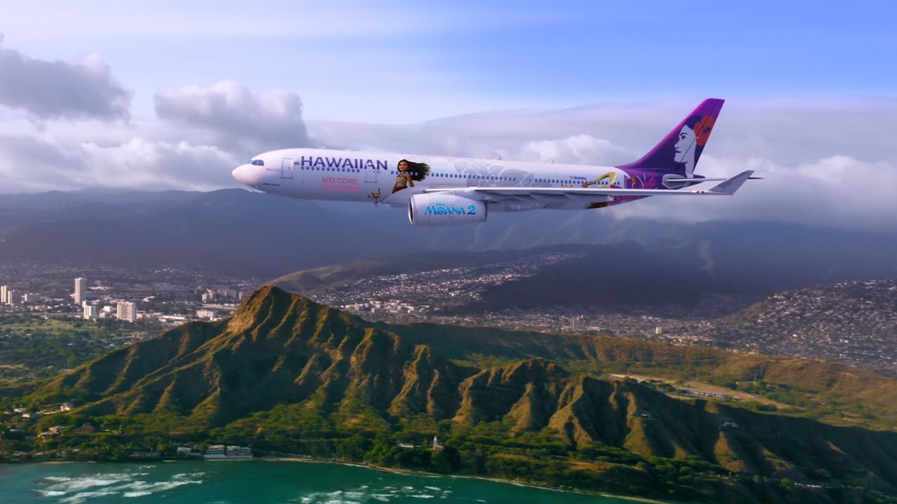 初便は羽田へ！ ハワイアン航空、「モアナと伝説の海2」特別塗装を公開