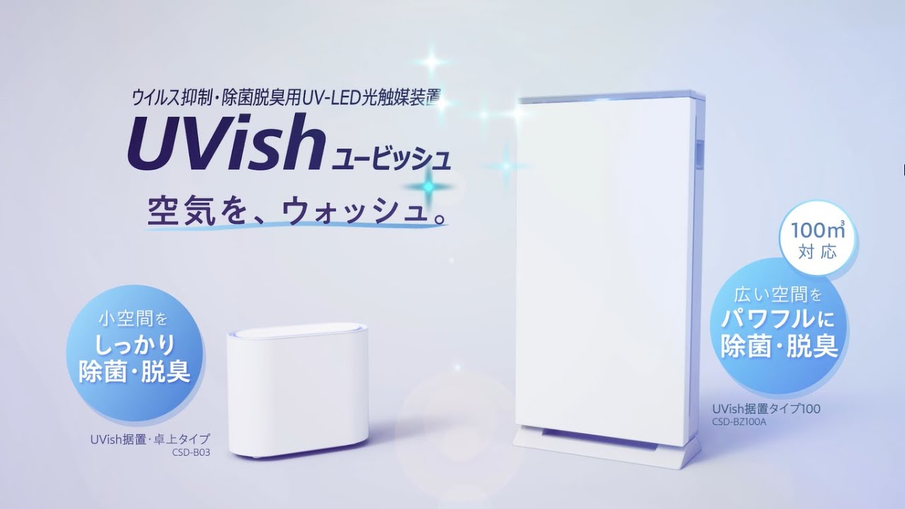 ウイルス抑制・除菌脱臭用UV-LED光触媒装置 UVish（ユービッシュ）ご