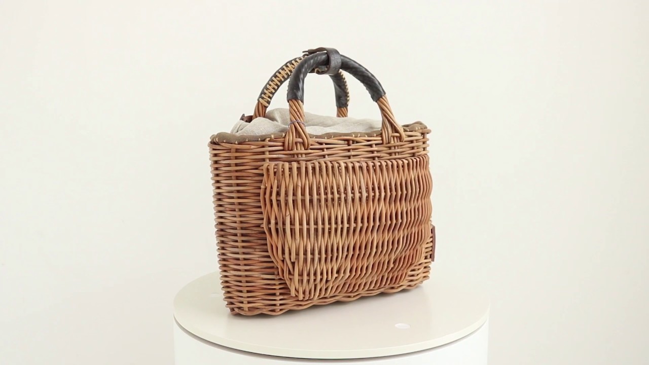 ebagosポケット付バスケット・リネンかぶせ（籐ポケットかごバッグ