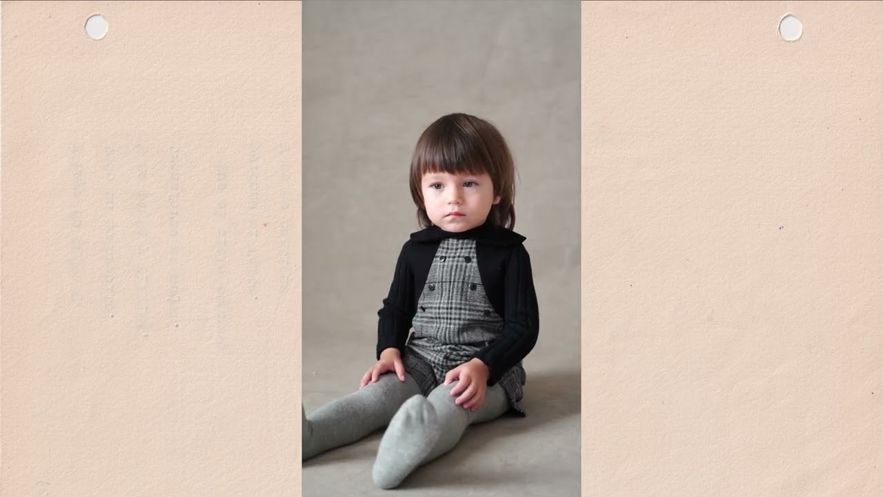 Mod.7.1 Brown herringbone woollen dungarees with baby collar