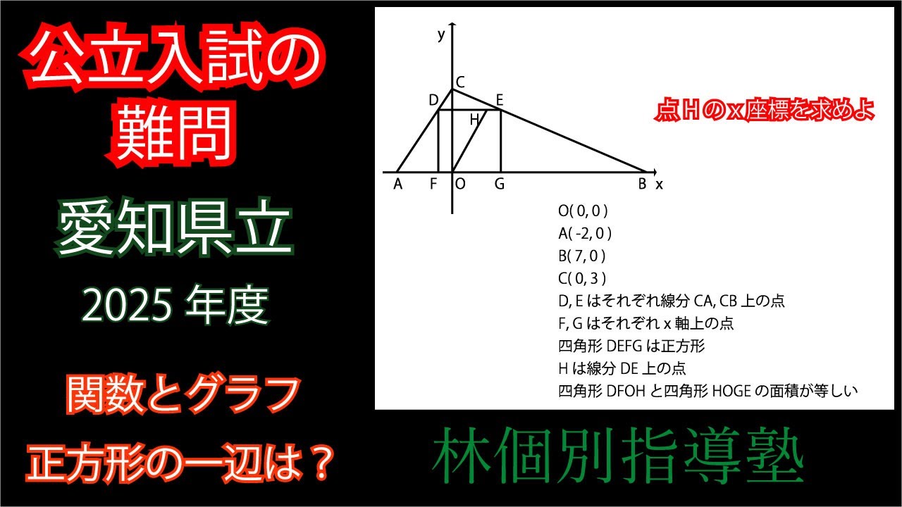 高校入試の難問】2025年 愛知県 公立入試 関数とグラフ【過去問解説