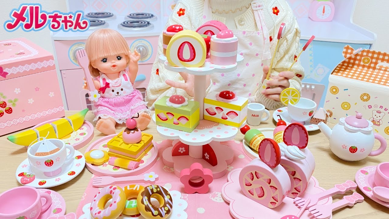 Mell-chan Tea Party Playset | Tea Set and Cake Cooking Toys - YouTube