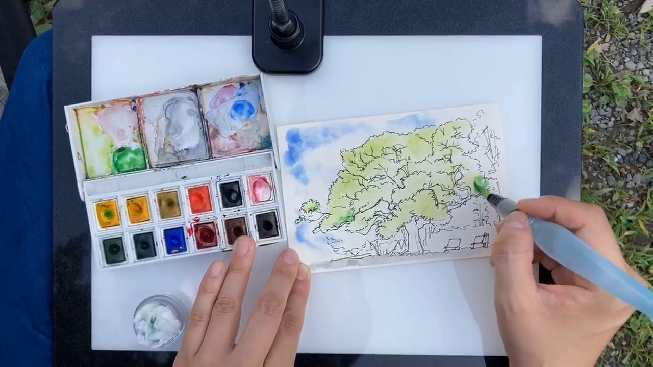 水彩スケッチ】木の描き方①クスノキ - YouTube