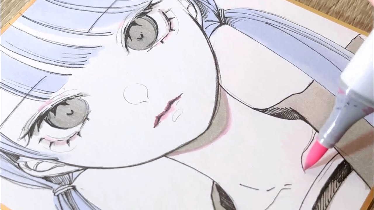 色紙に描いてみた/コピック・アナログイラストメイキング - YouTube