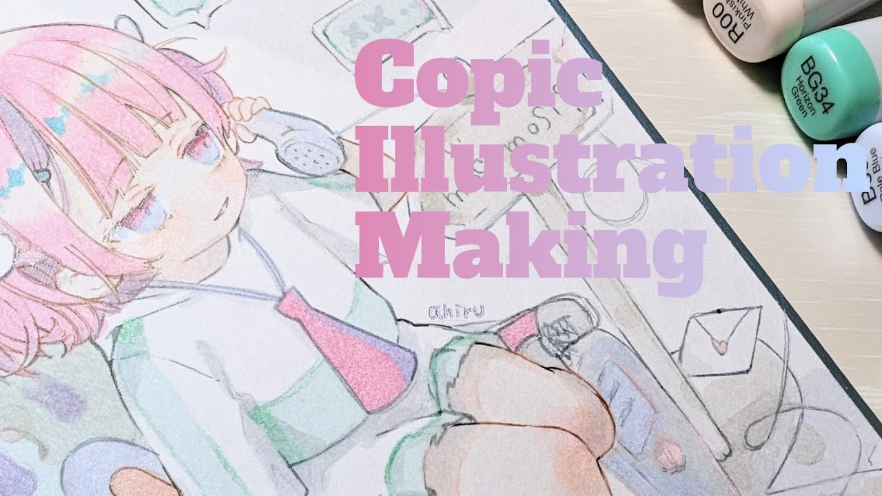 コピック】オリジナル アナログイラストメイキング ミニ色紙に