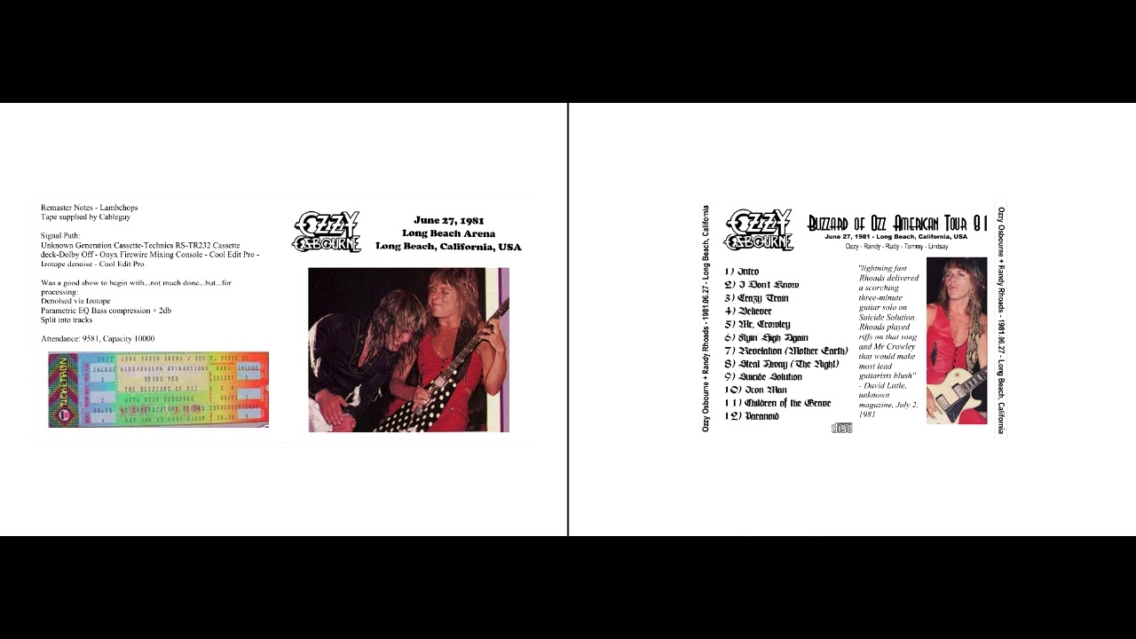 Ozzy Osbourne - June 27th, 1981 - Long Beach Arena, California, US