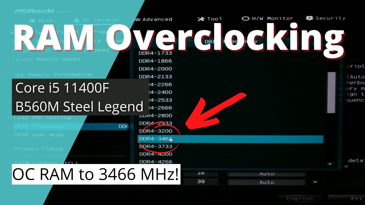 RAM Overclocking on Intel Core i5 11400F ASRock B560M Steel Legend