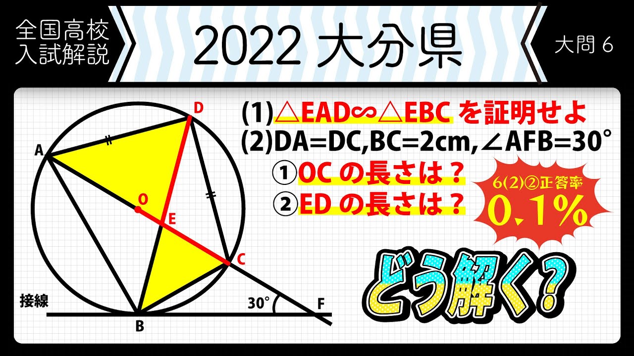 2022年全国高校入試数学解説】大分 大問6 高校入試 高校受験 令和4
