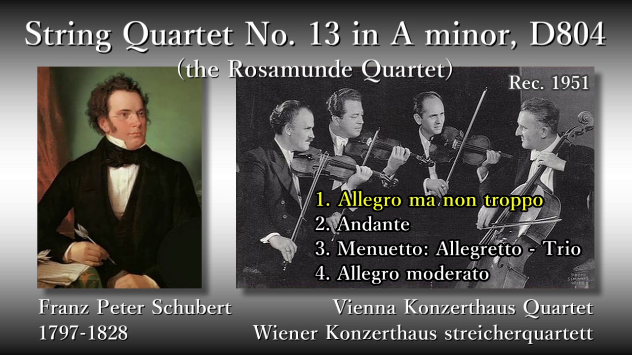 Schubert: String Quartet No. 13, Vienna Konzerthaus Quartet (1951