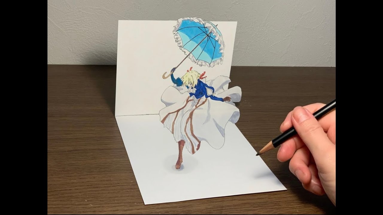 ヴァイオレット・エヴァーガーデン 傘トリックアート 見てみな、飛ぶぞ