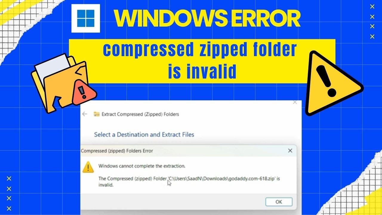Windows cannot complete the extraction The Compressed zipped
