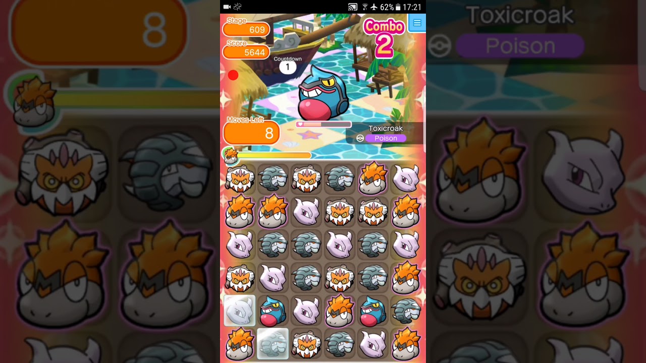Pokemon Shuffle Mobile Main Stage 609 Toxicroak S Rank『ポケとる