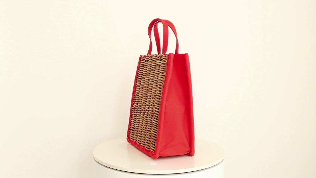 ebagos A4カゴ袋 防水キャンバス×紅籐 ORANGE（カゴ袋ハンド）エバゴス