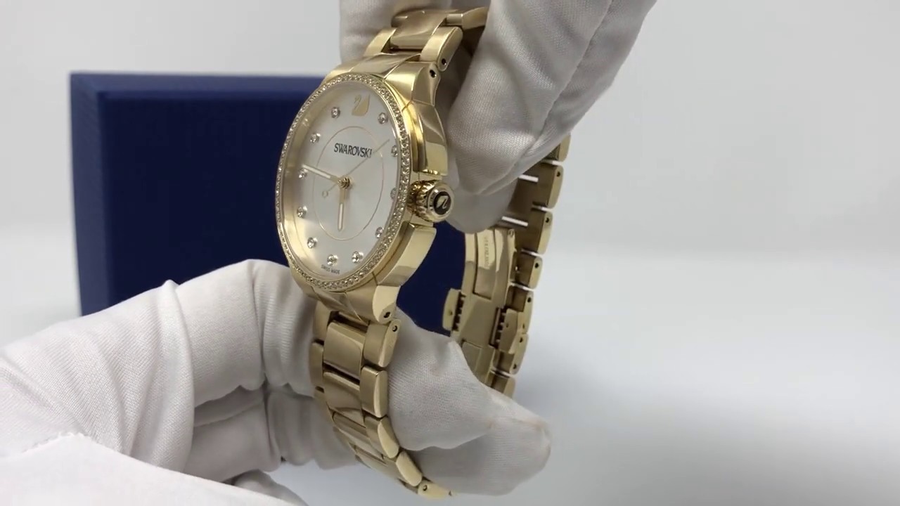 Swarovski Watch Mini- City with Crystal Bezel and Gold tone