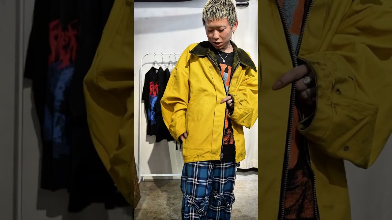 25AW】KIDILL BLACK STAINED DUCK JACKET (YELLOW×BLACK) KL981