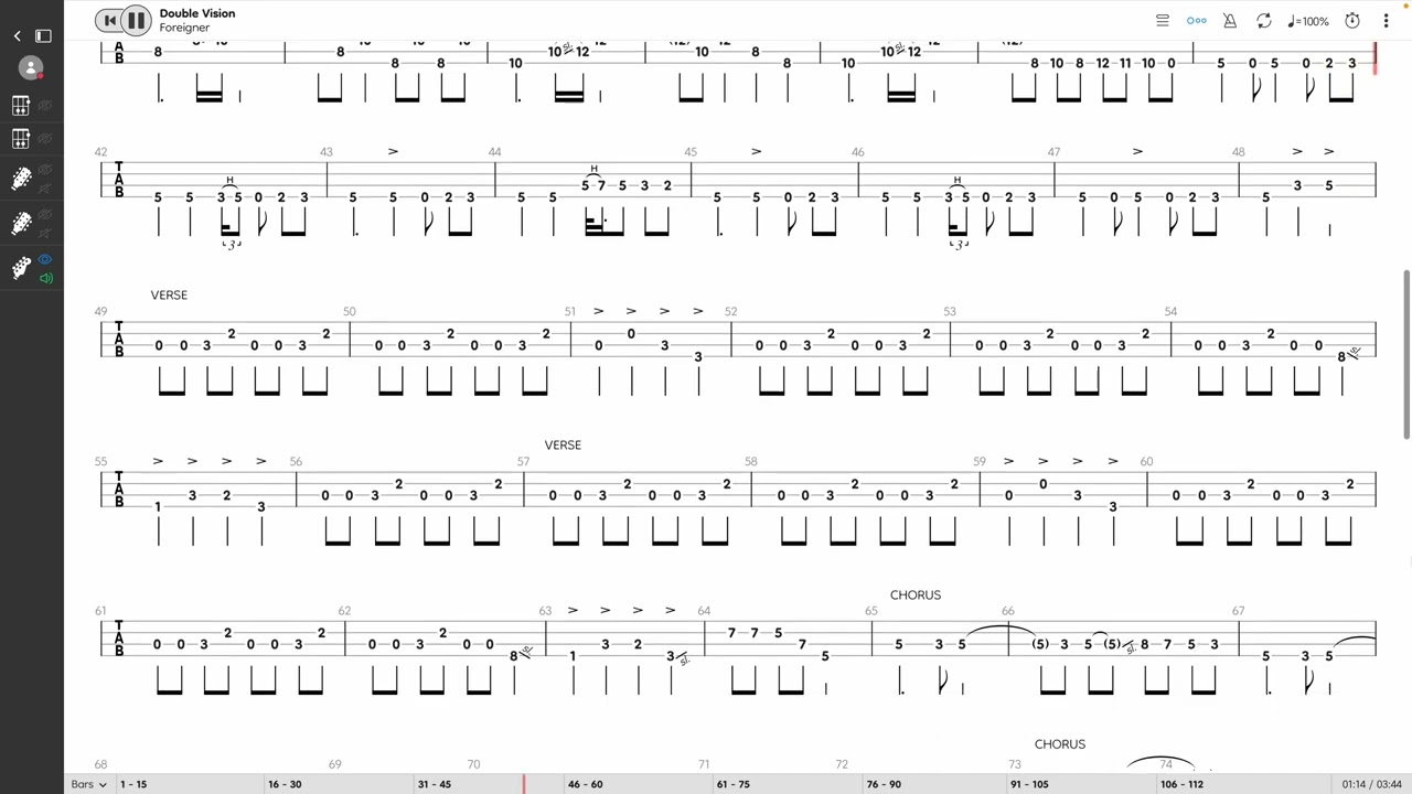 Foreigner - Double Vision (BASS TAB PLAY ALONG) - YouTube