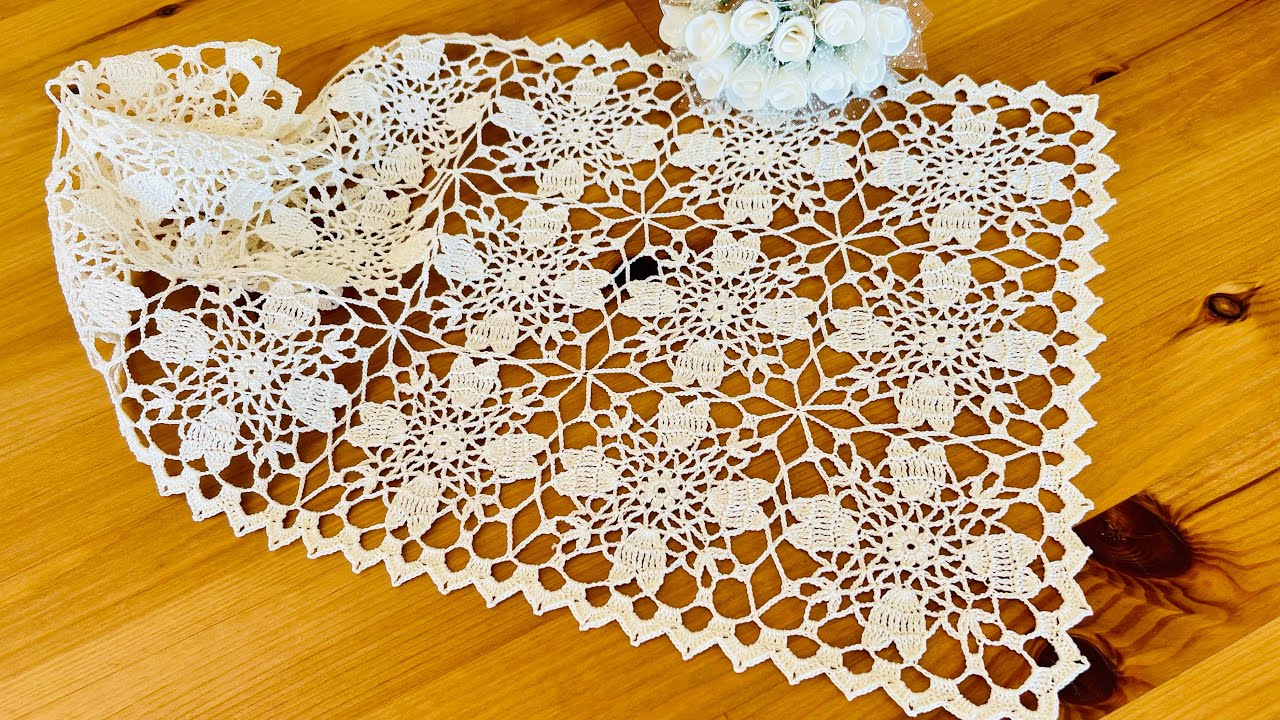 テーブルセンター作りました！モチーフの繋ぎ方｜How to crochet table
